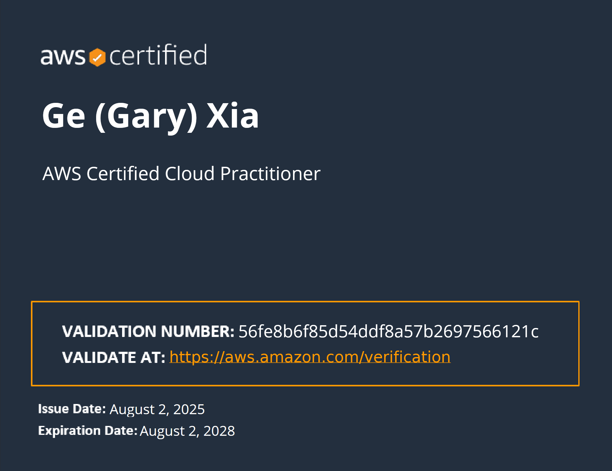 AWS Cloud Practitioner Certificate